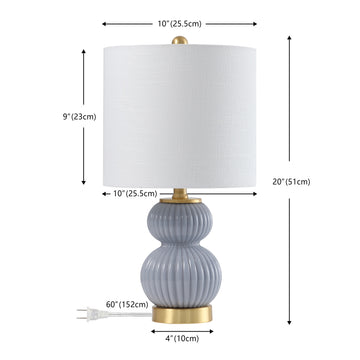 Daphne 20" Ribbed Metal/Glass LED Table Lamp